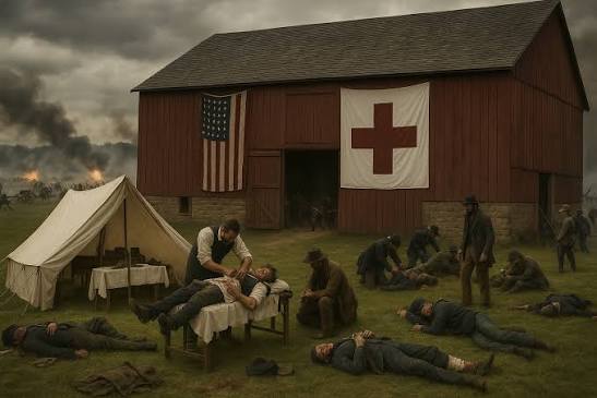 The Spangler Farm is crowded with injured soldiers