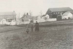 A black and white image of the historic George Spangler Farm
