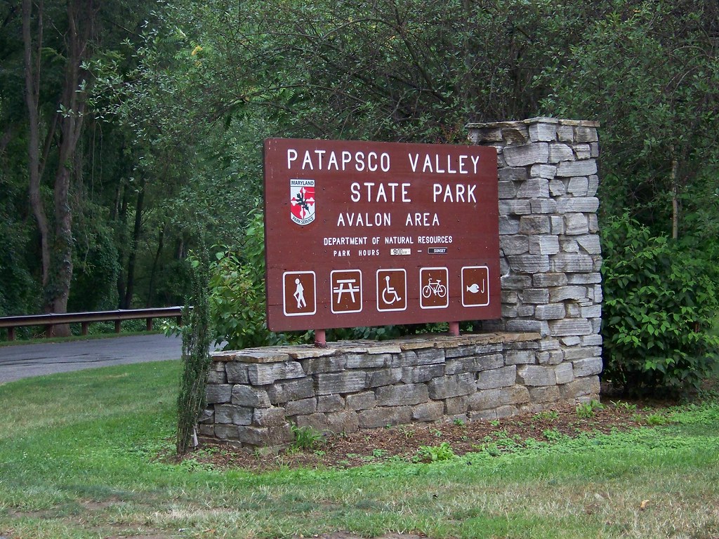 The sign for the entry to Patapsco Valley State Park