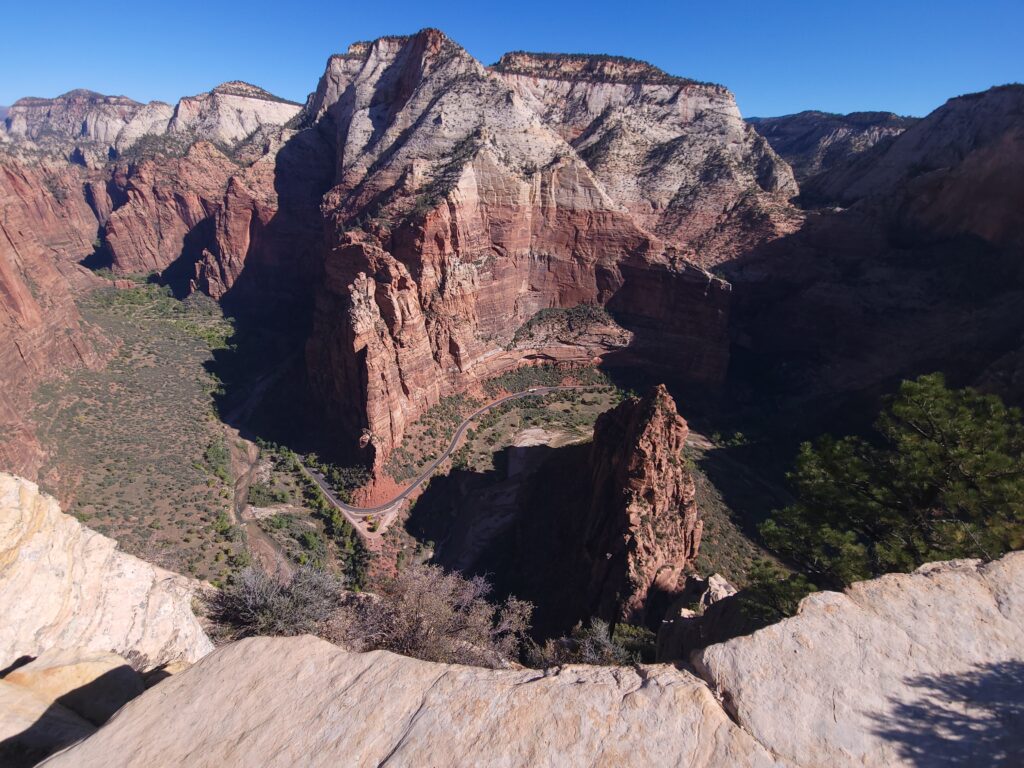 View over the edge at the top of Angels Landing.