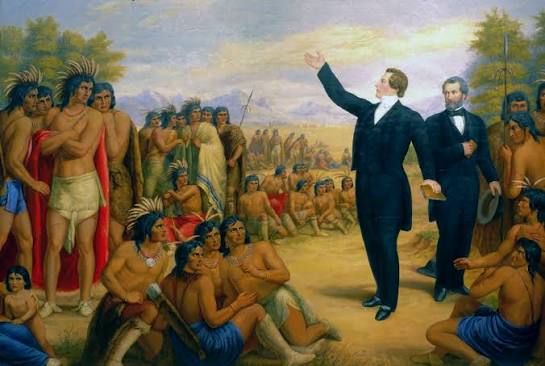 The Mormon settlers coming into Zion and pushing the Paiute out.