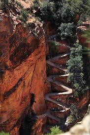 The insane switchbacks you have to hike in order to get to the chained portion of the trail.